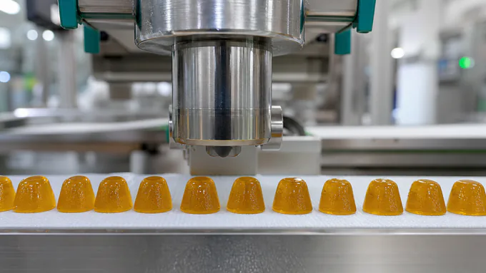Gummy production line with consistent deposit weights and polished finish